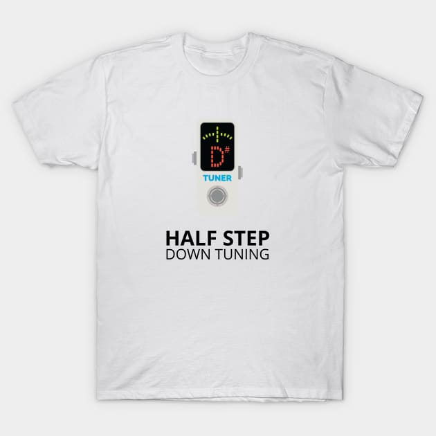 Half Step Down Tuning Pedal Tuner Light Theme T-Shirt by nightsworthy